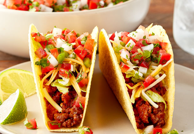 Prepared Pico de Gallo recipe served on top of Old El Paso tacos