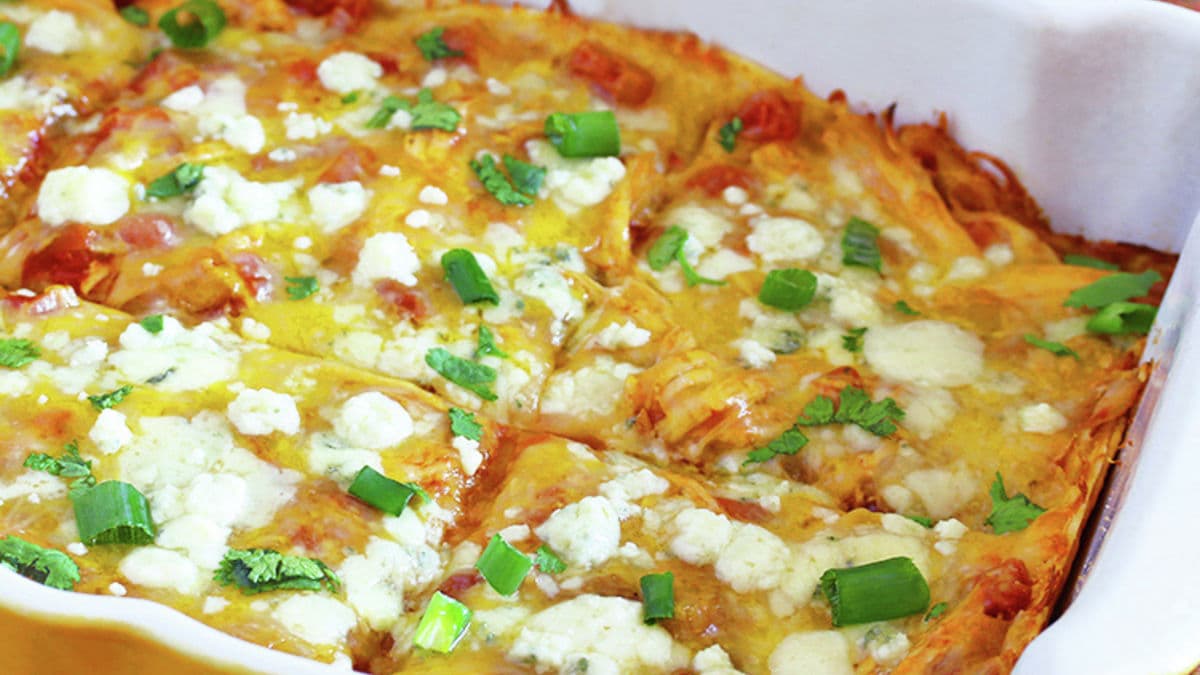 Buffalo Chicken Enchilada Casserole